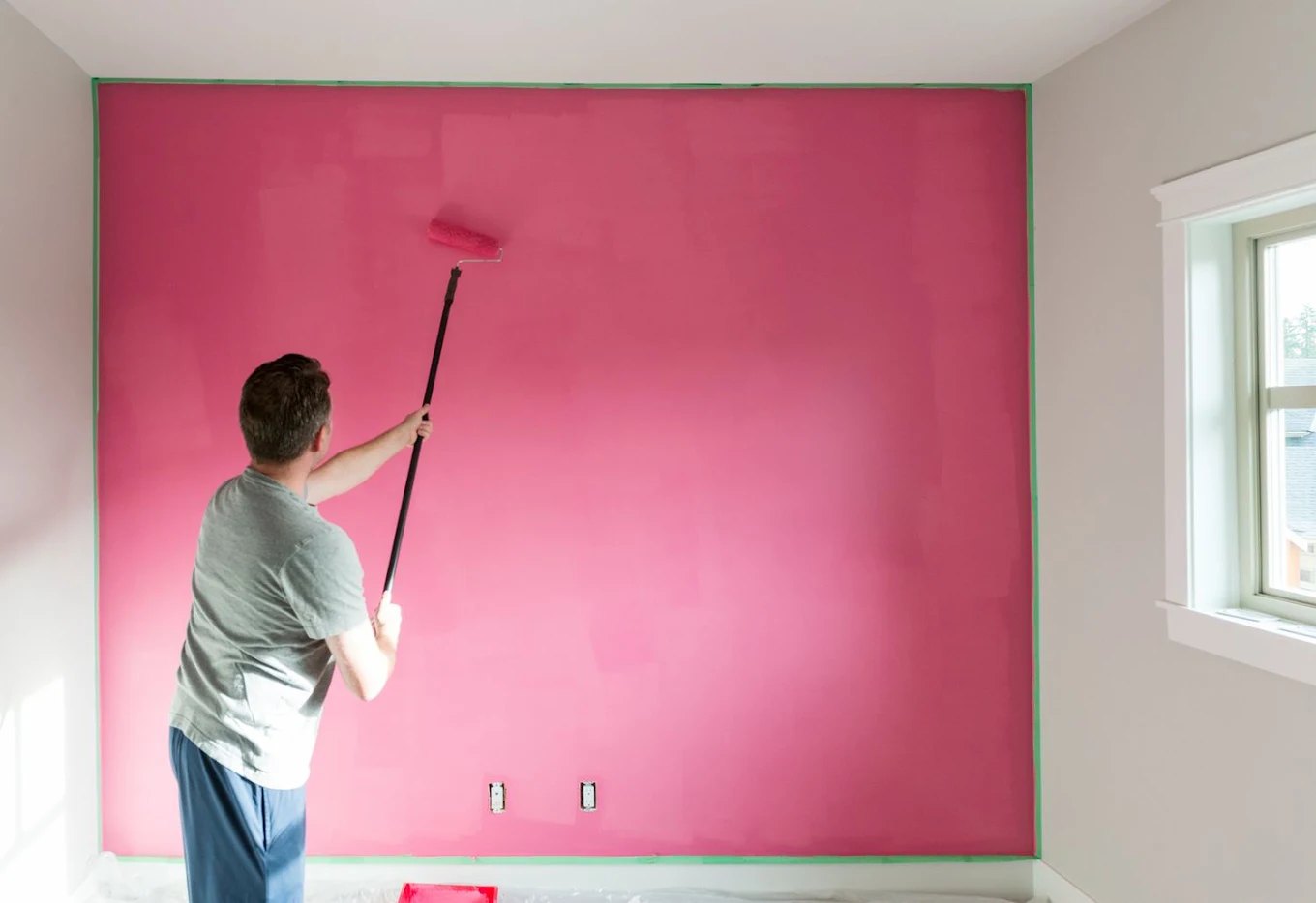Painting an accent wall with a roller